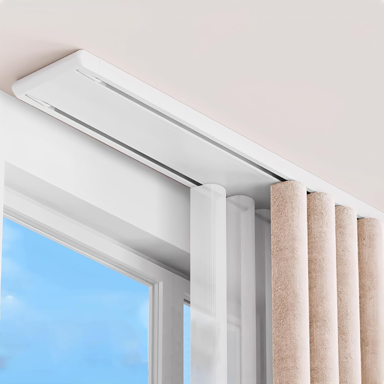 98.4"L Double Row Curtain Tracks, Heavy Duty Drop Curtain Rails, Aluminum Alloy Ceiling Drape Track Set, for Living Room Bedroom Hospital, White White 98.4in/2.5m