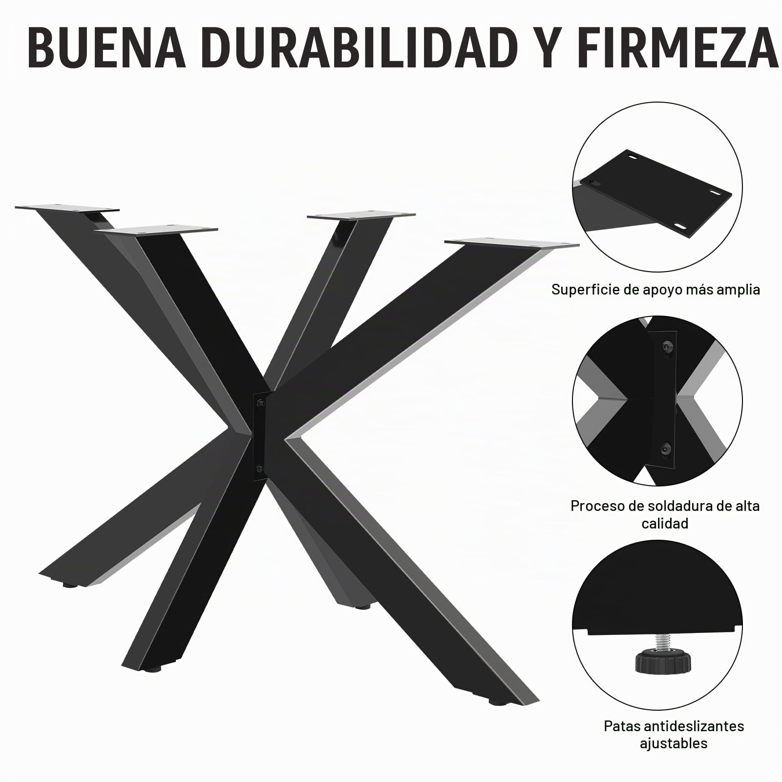 Base de Mesa Spider, Pata de Acero Tipo Araña, Marco de Metal Negro, Industrial DIY, para Café y Conferencias | Pie 71 Hx68 Wx120cm