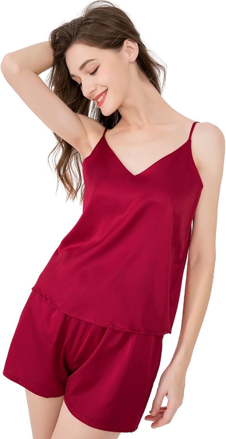 LEPTON 100% Mulberry Silk Pajama Sets - Camisole and Shorts