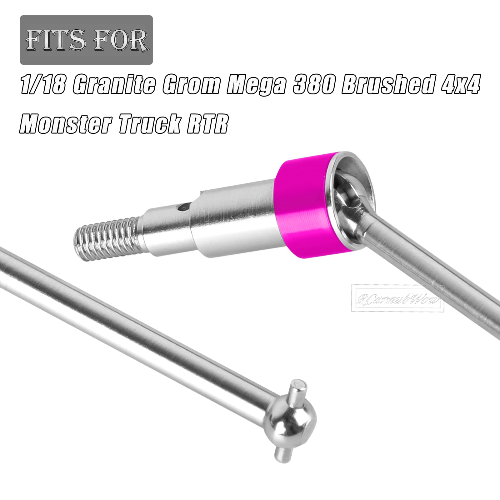 RcarmumbWow RC Driveshaft CVD Upgrades Part for 1/18 Granite Grom Mega 380 Brushed 4x4 Monster Truck RTR,Harden Steel #45 Front Rear Drive Shafts Axles,4pcs,Pink