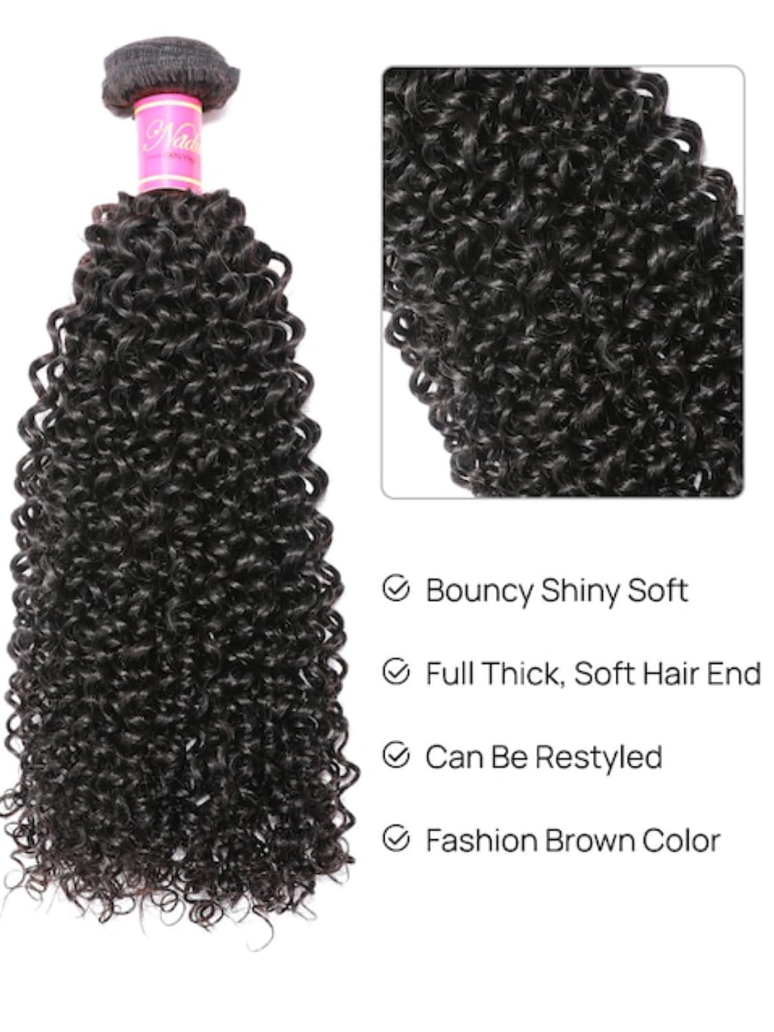 Nadula Hair Malaysian Curly Human Hair Weave 1 Bundles 10 inches, 100% Unprocessed Virgin Jerry Curly Human Hair Weft Extensions for Women Natural Color