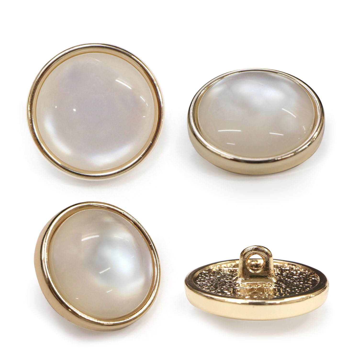 Amazon | 半透明 飾りボタン 【ピンクゴールド】 金 白 ボタン 金属  