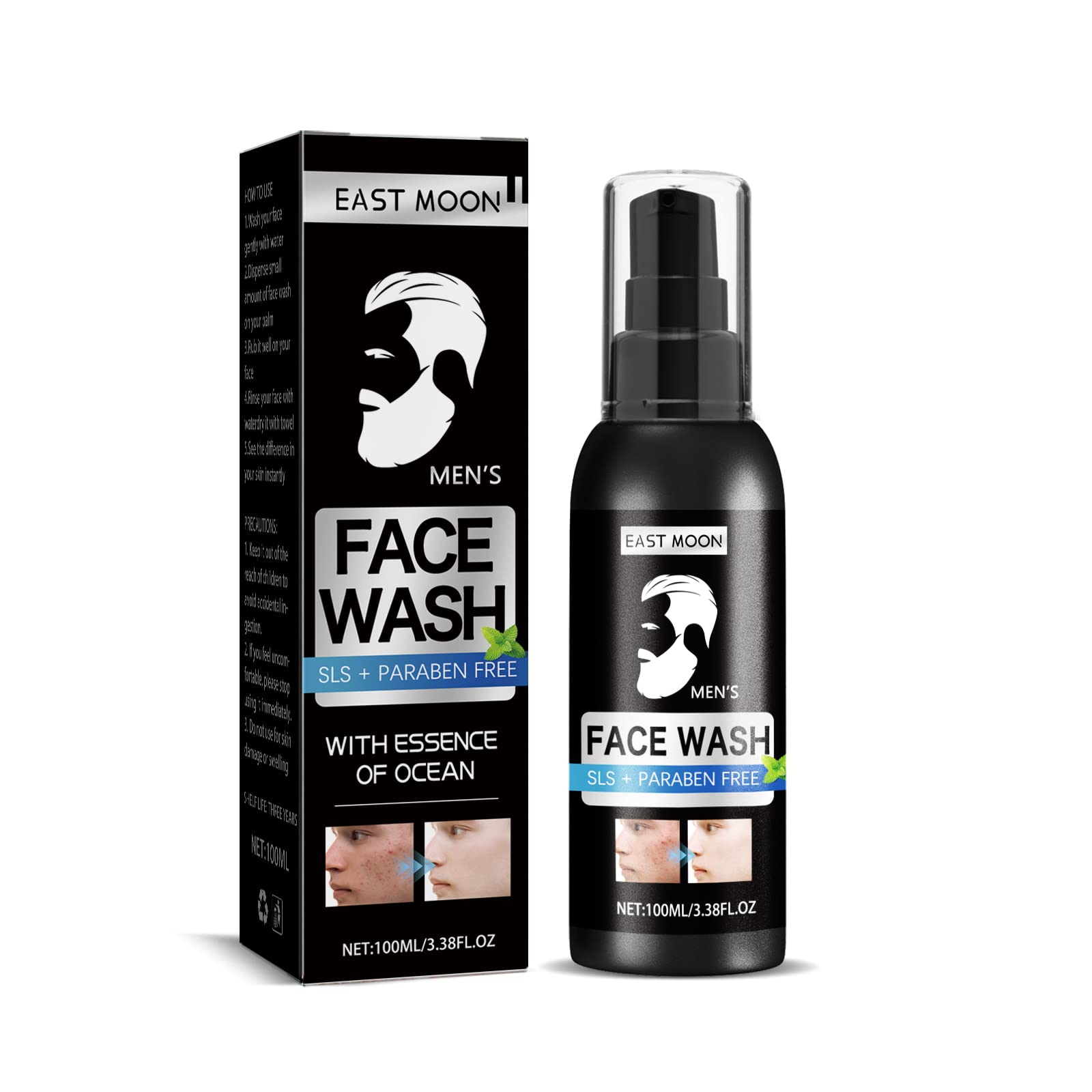 100ml Limpiador Facial, Gel Limpiador Facial, Cuidado Facial Para Hombres, Limpia, Energiza, Tonifica Y Afina Piel, Para Pieles Sensibles, Acción Hidratante y Calmante