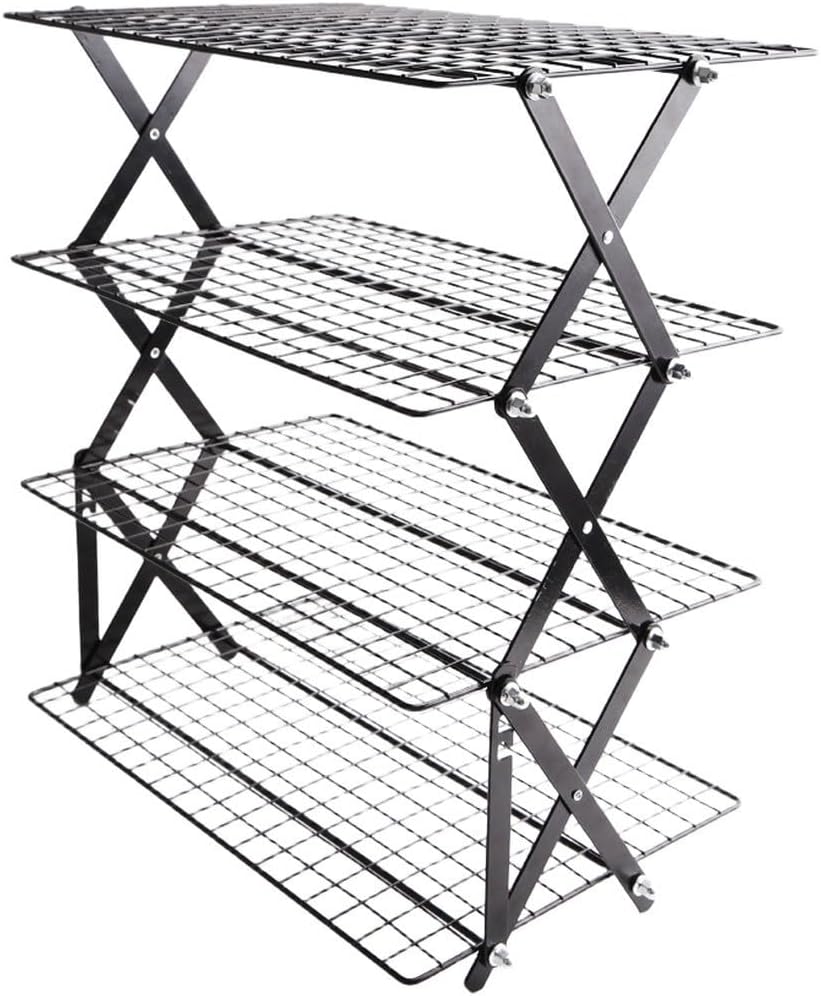 2/3/4-Tier Collapsible Cooling Rack Expandable & Collapsible Cookie Wire Baking Foldable Cooling Racks Premium-Quality And Sturdy Legs Ideals For Baking Supplies(Four-layer)