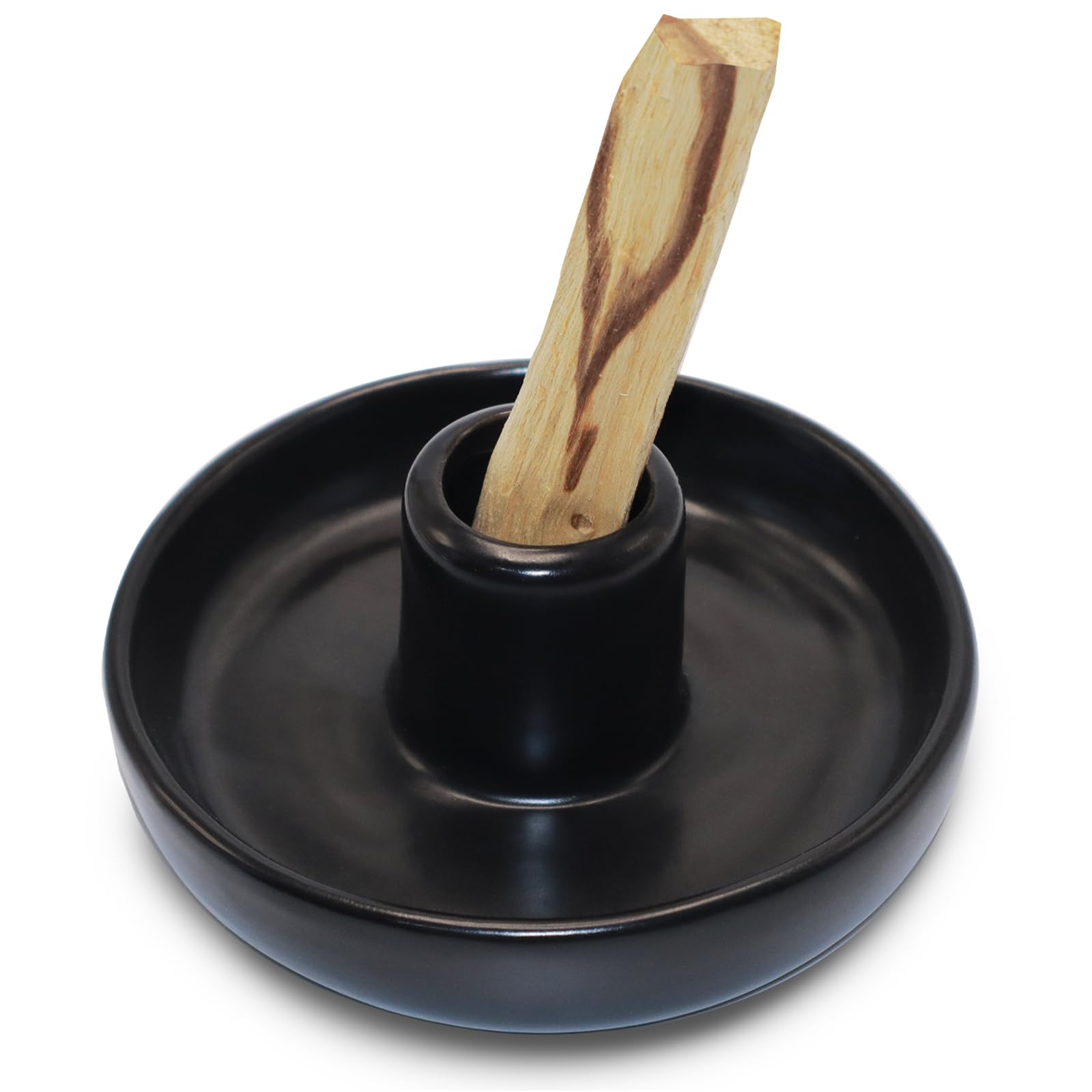 BEYLAB Palo Santo Holder ceramics, Incense Stick Holder for Palo Santo Cones and Wax Melts, Sticks Burner Wood, Bowl Stand with Ash Catcher, Meditation Yoga Modern Minimalist - Black — image 1