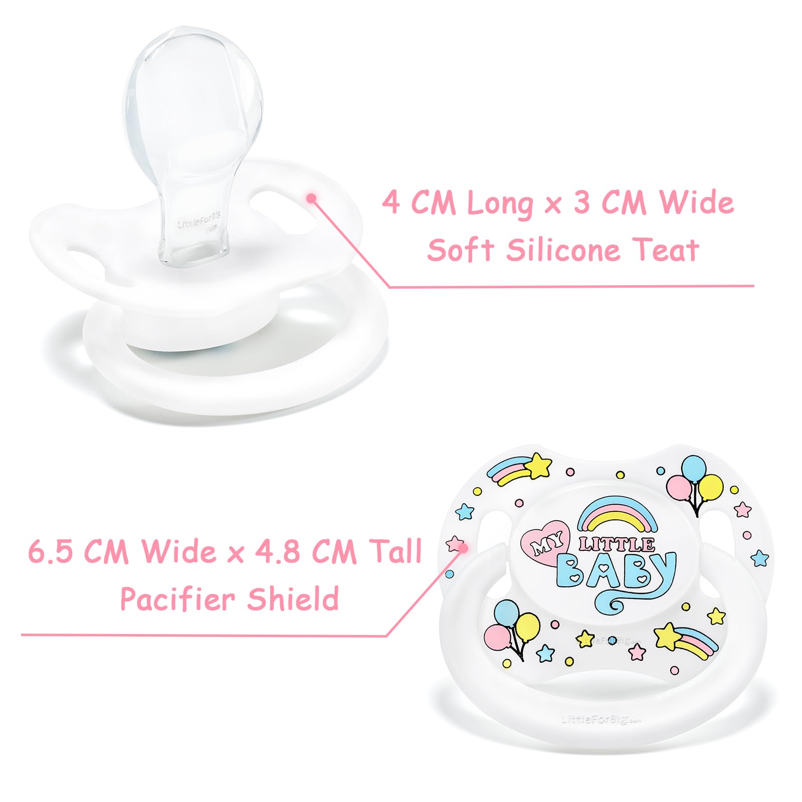 LittleForBig Bigshield Generation-II Adult Sized Printed Pacifier My Little Baby Pattern White - Image 4