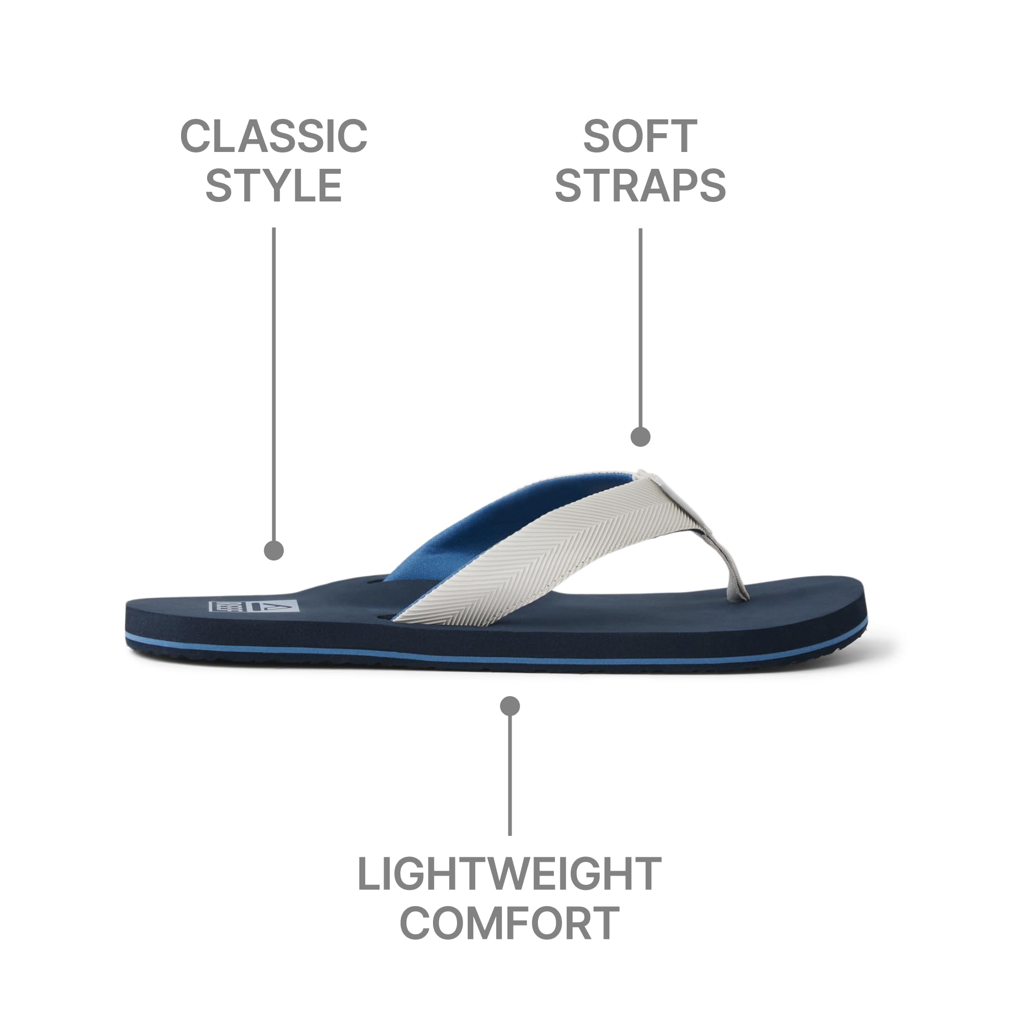 REEF Twinpin - Chanclas de playa para hombre, plantilla acolchada suave, resistentes al agua, Gris/Azul marino, 47 EU