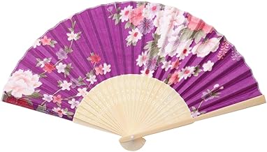 VOSAREA Leque De Seda Roxo De Bambu Leque Dobrável Leque Japonês Artesanato Em Estilo Japonês