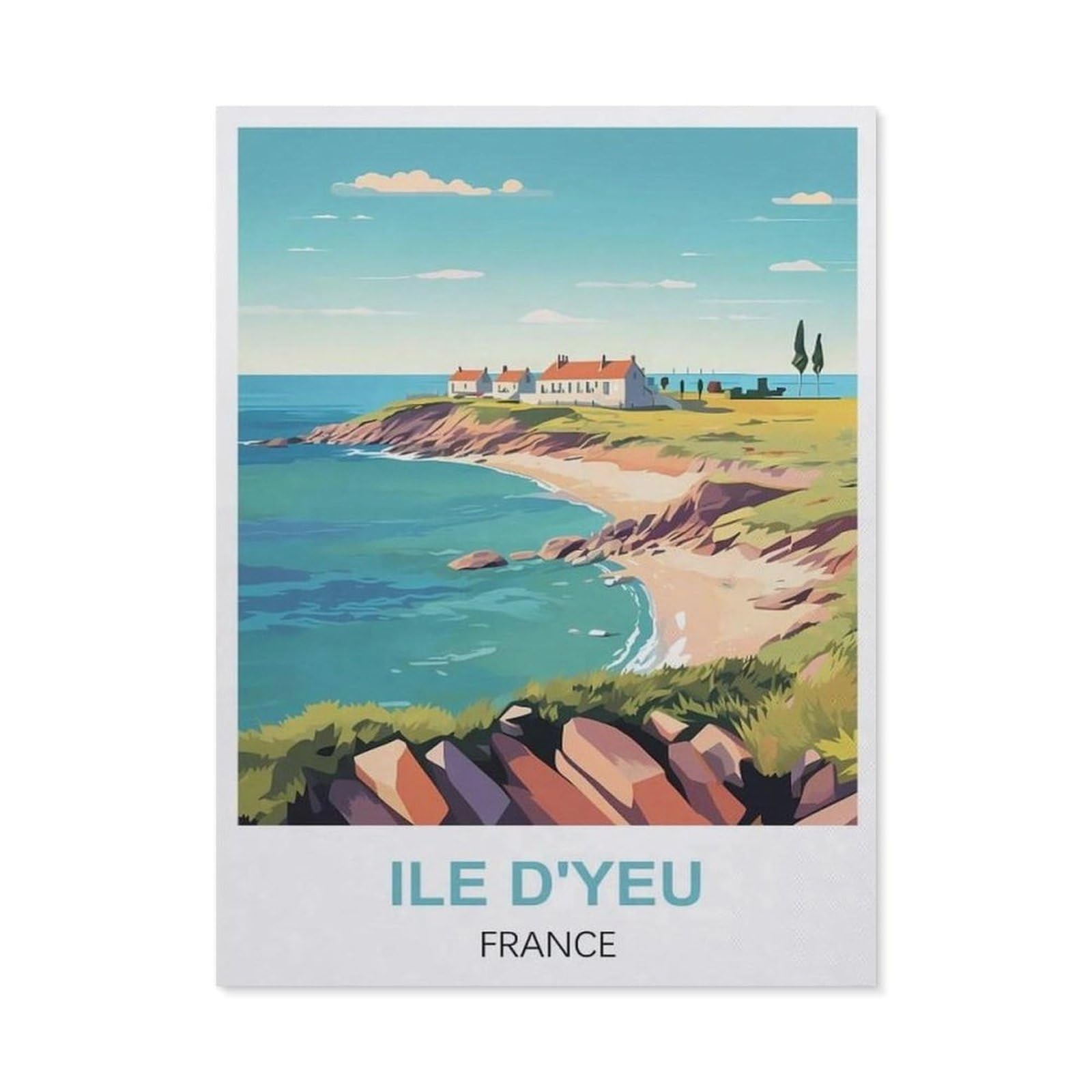 Vintage Wall Decor Metal Poster Plaque，Ile D'Yeu France(30x40cm）