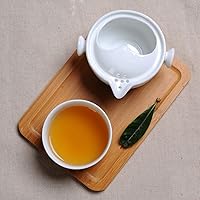 Vista 4 de Liang baobao Conveniente Teapot Cup Porcelana Teacup White Glazed Travel Tea Set (Ink Lotus set)