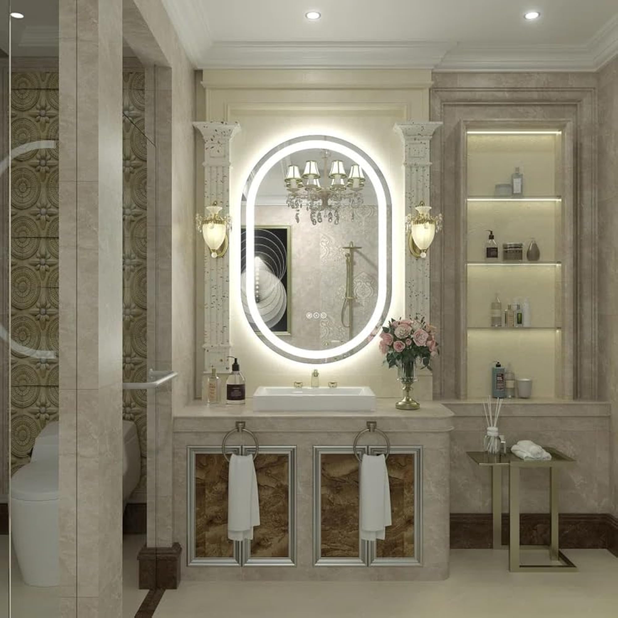 Dual Side LED Bathroom Vanity Mirror with Dimmable Lighting