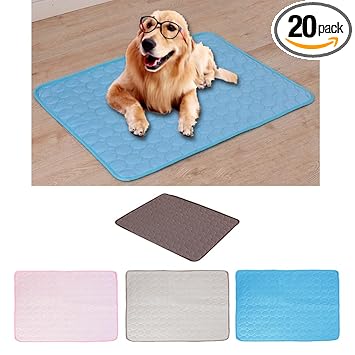 VMS INDIAPet Dog Cooling Mat Breathable Ice Silk Pad Foldable Portable Blue_70x55cm