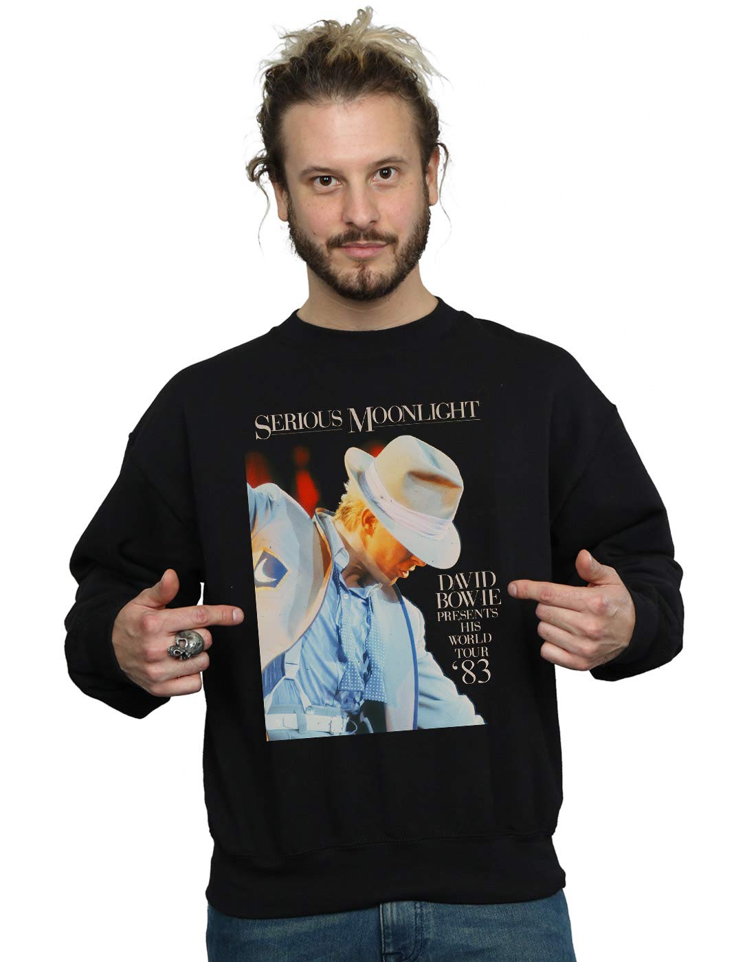 Absolute Cult David Bowie Men's Serious Moonlight Sweatshirt Black X-Large