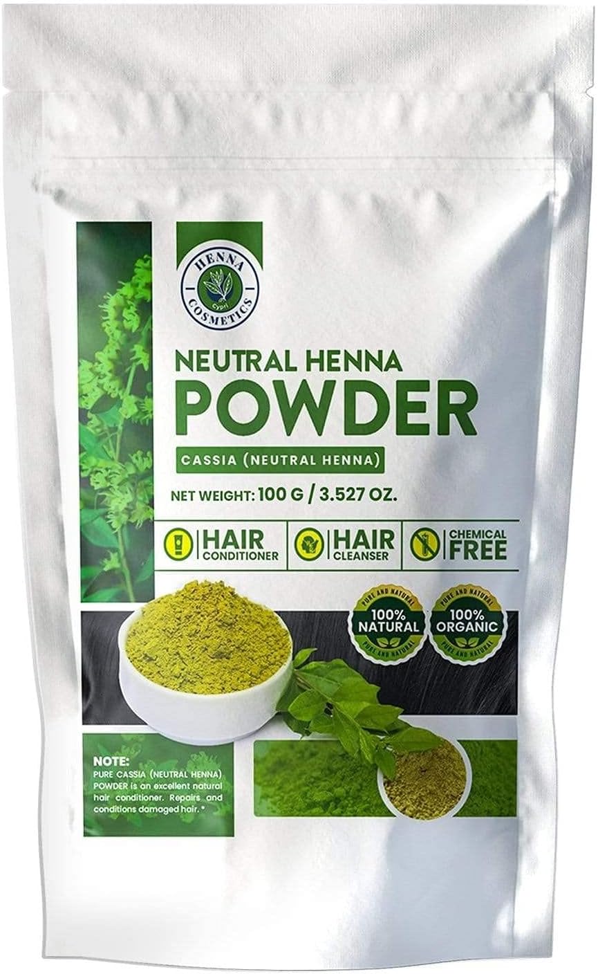 Henna Hair Color, Neutral Henna Powder for Hair Growth 100 Grams, Cassia Obovata Powder, Organic, Dye Free