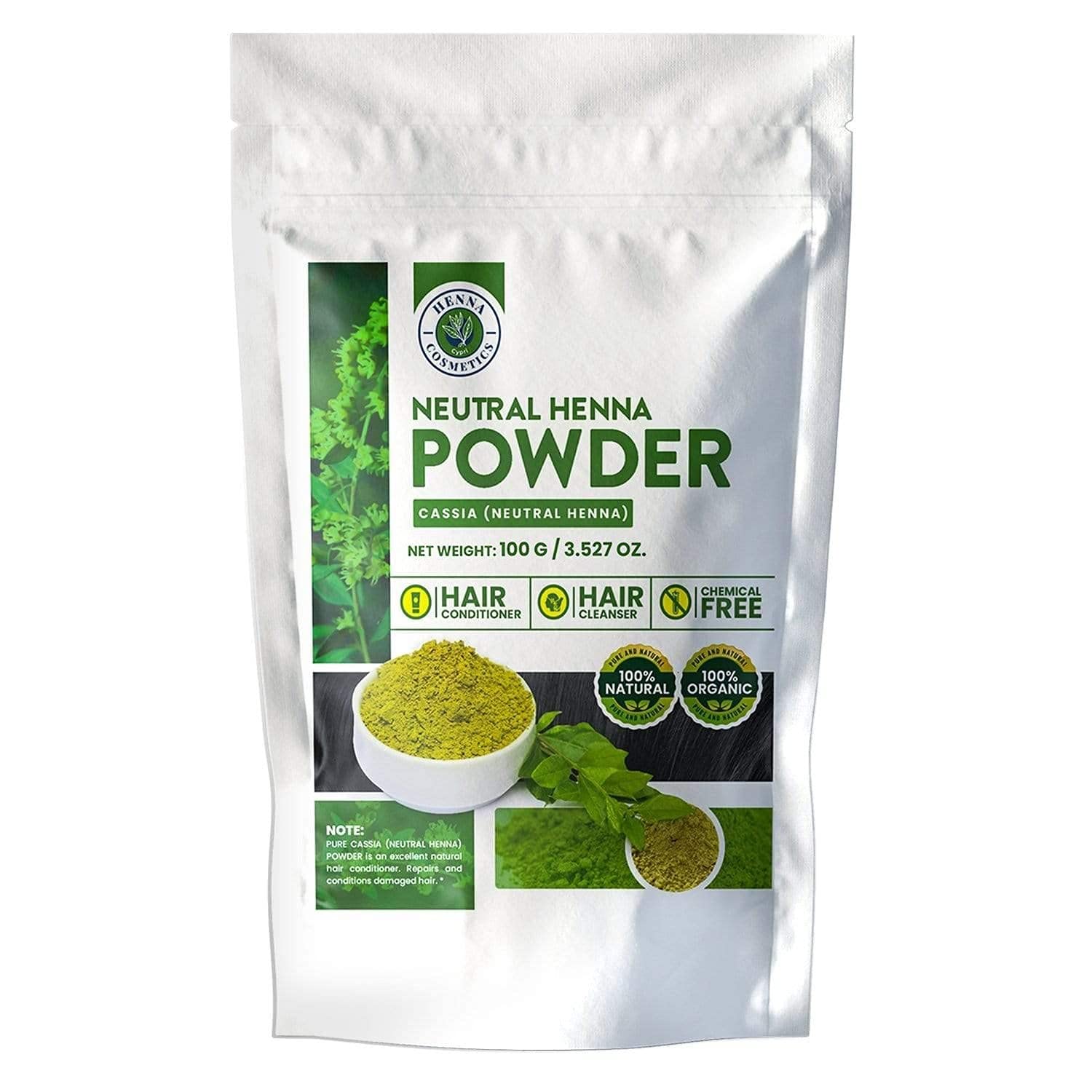 Henna Hair Color, Neutral Henna Powder for Hair Growth 100 Grams, Cassia Obovata Powder, Organic, Dye Free