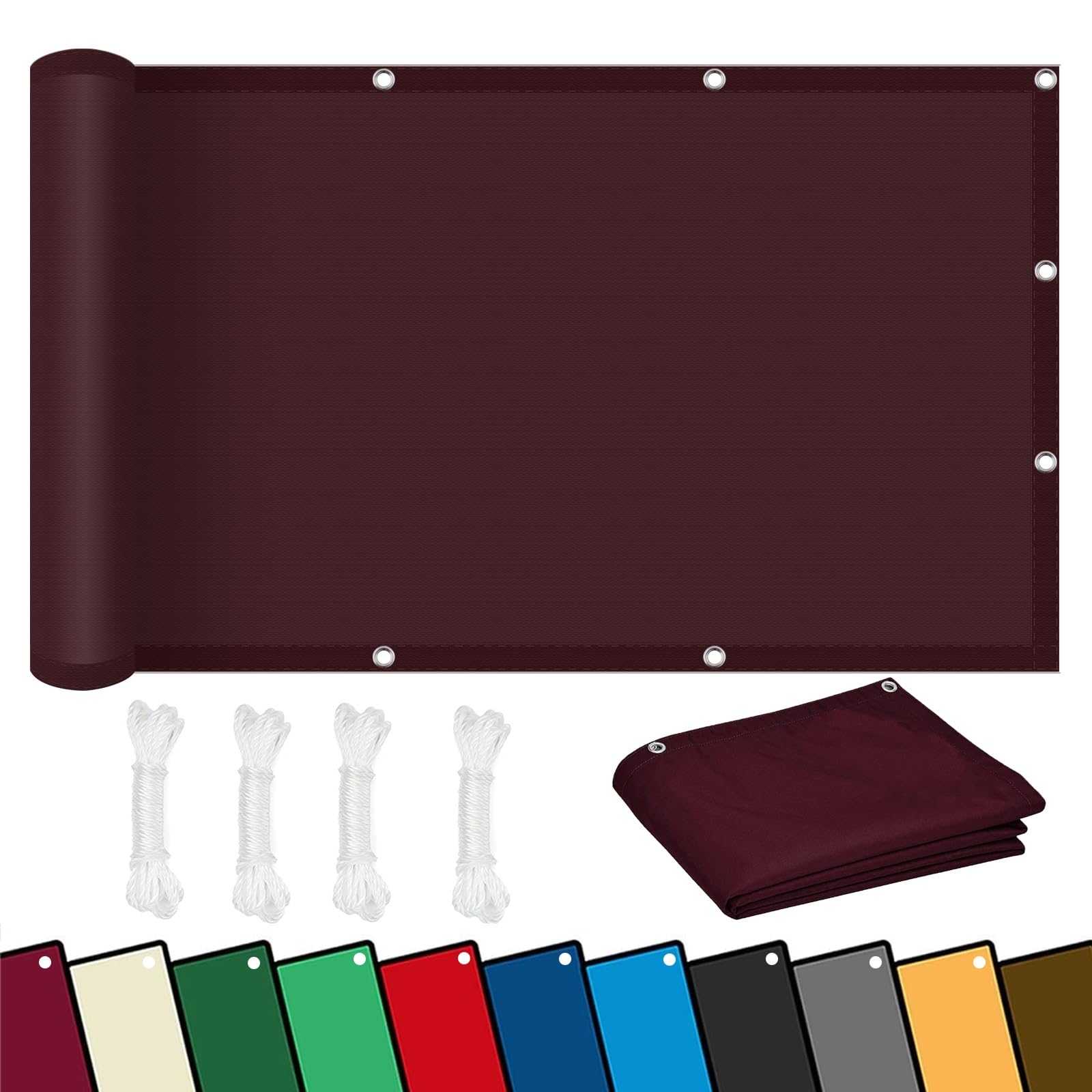 Voile d'ombrage carrée 1,2x2,4 m avec oeillets anti-UV occultation vin rouge