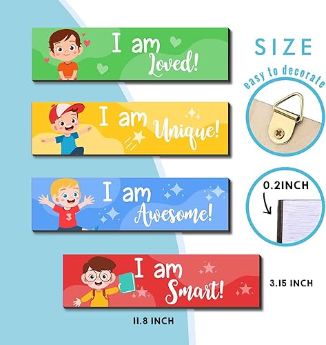 Miniatura 2 de Juego de 4 arte de pared con citas inspiradoras para niños, decoración motivacional de pared para niños, arte motivacional para decoración de pared