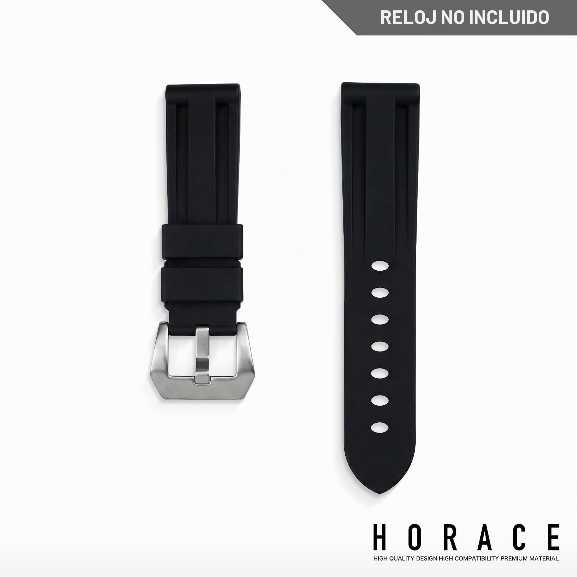 HORACE Correa de Reloj 24 mm de Caucho FKM Premium – Suave, Impermeable y Duradera – Compatible con Panerai Luminor, Submersible y Radiomir