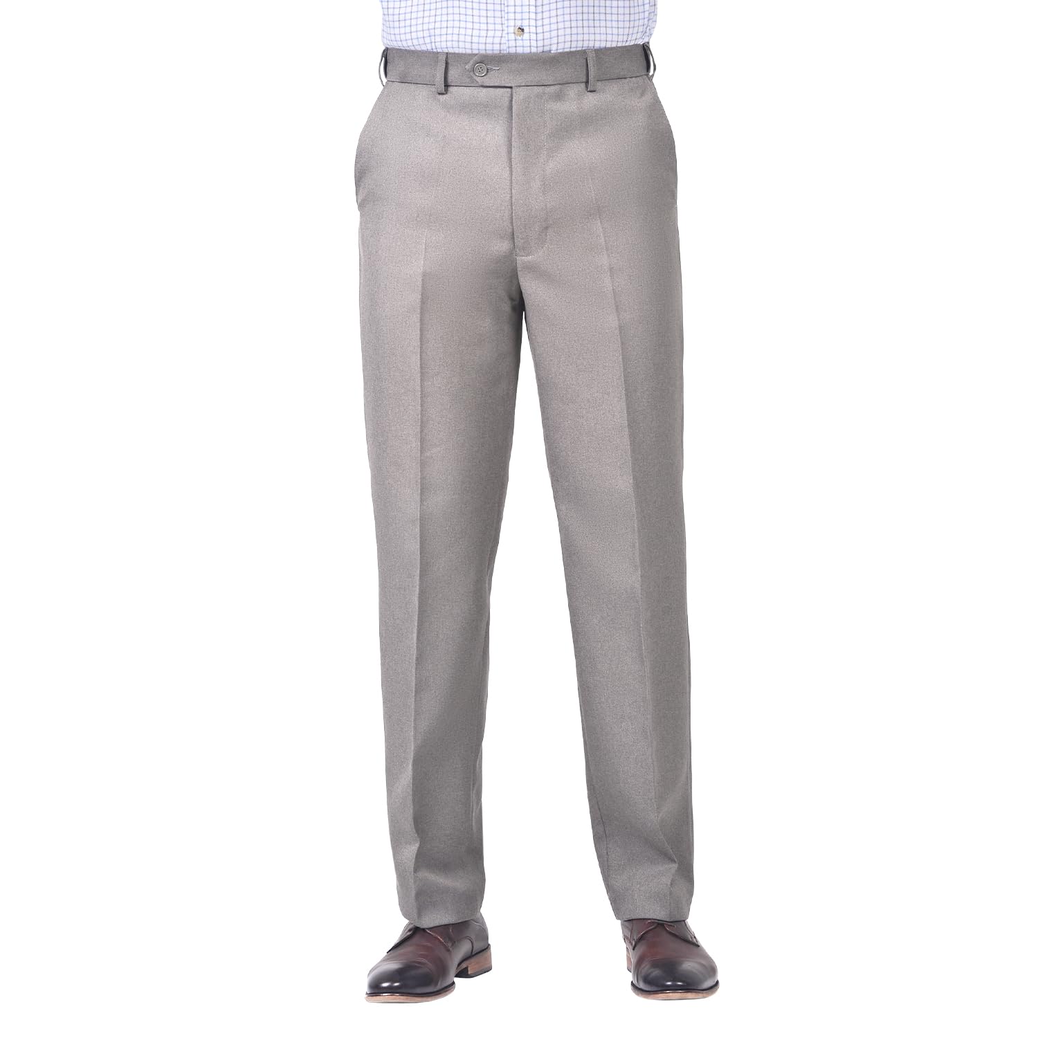 James Holton Men's Beige Smart Comfort Trousers With 2" Self-Adjusting Waist 34W / 29L