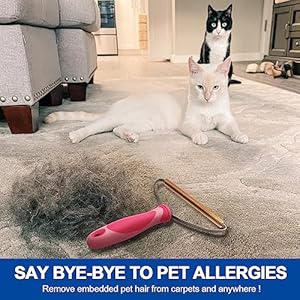   Pet-Hair-Remover-Deep-Cleaning-Dog-Cat-Hair-Remover-Lint-Cleaner-Pro-Fur-Removal-Tool-Portable-Carpet-Scraper-Rake-Fuzz-Hairball-Shaver-for-Carpet-Car-Mat-Couch-Pet-Bed-Rug-Rose-Red