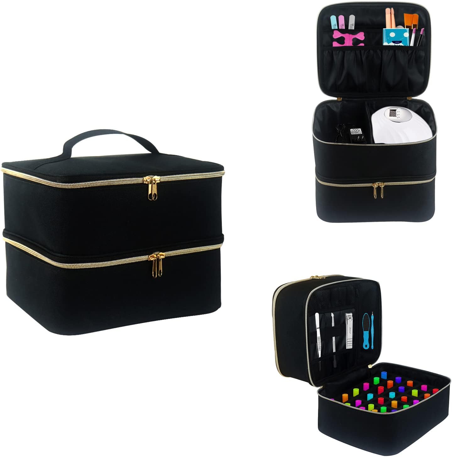 Hosoncovy Nail Polish Organiser Case, Detachable 2 Layers Nail Varnish