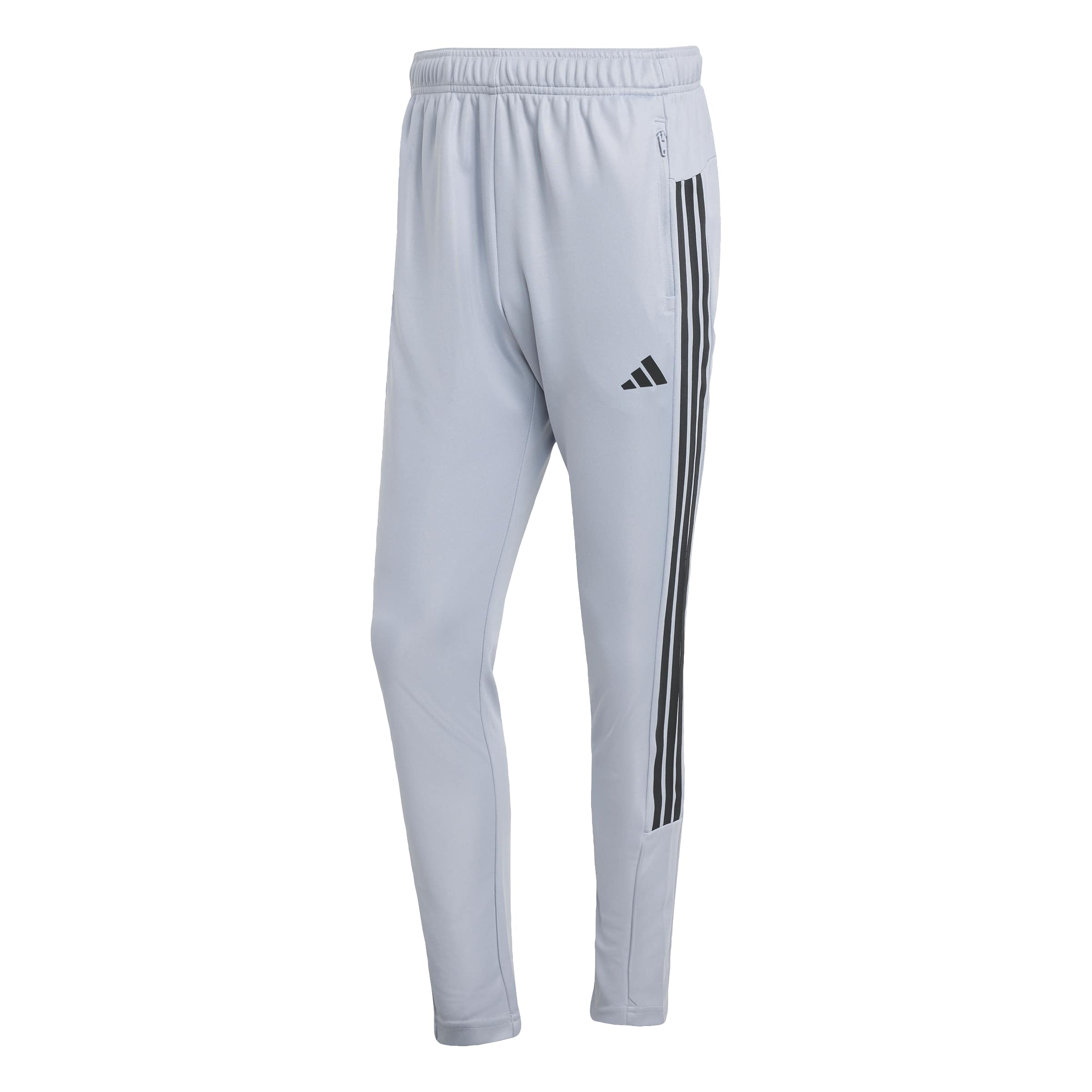 adidas Men's WORKOUT ESSENTIALS ALL-SET 3-STRIPES KNIT PANT, halo silver/black, XS