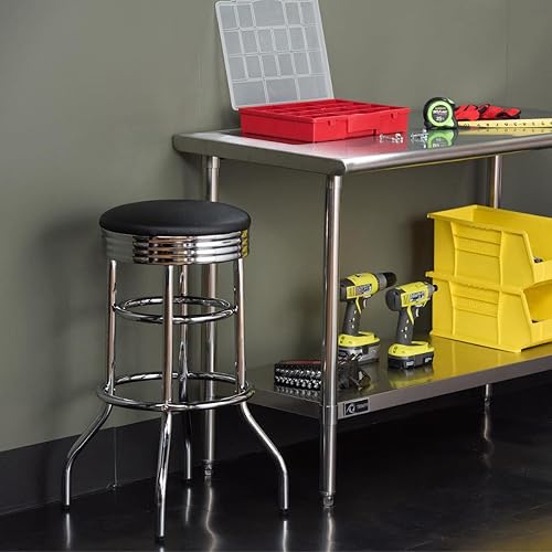 Miniatura 4 de TRINITY Taburete resistente de 30 pulgadas, encimera de cocina cromada giratoria de altura de barra, garaje o taller, asiento de piel sintética