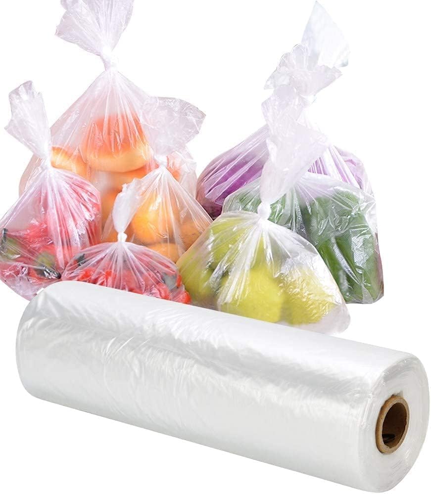 12 x 17 bolsas de plástico para productos en rollo, frutas, verduras, pan, bolsas transparentes para almacenamiento de alimentos, pan y comestibles,