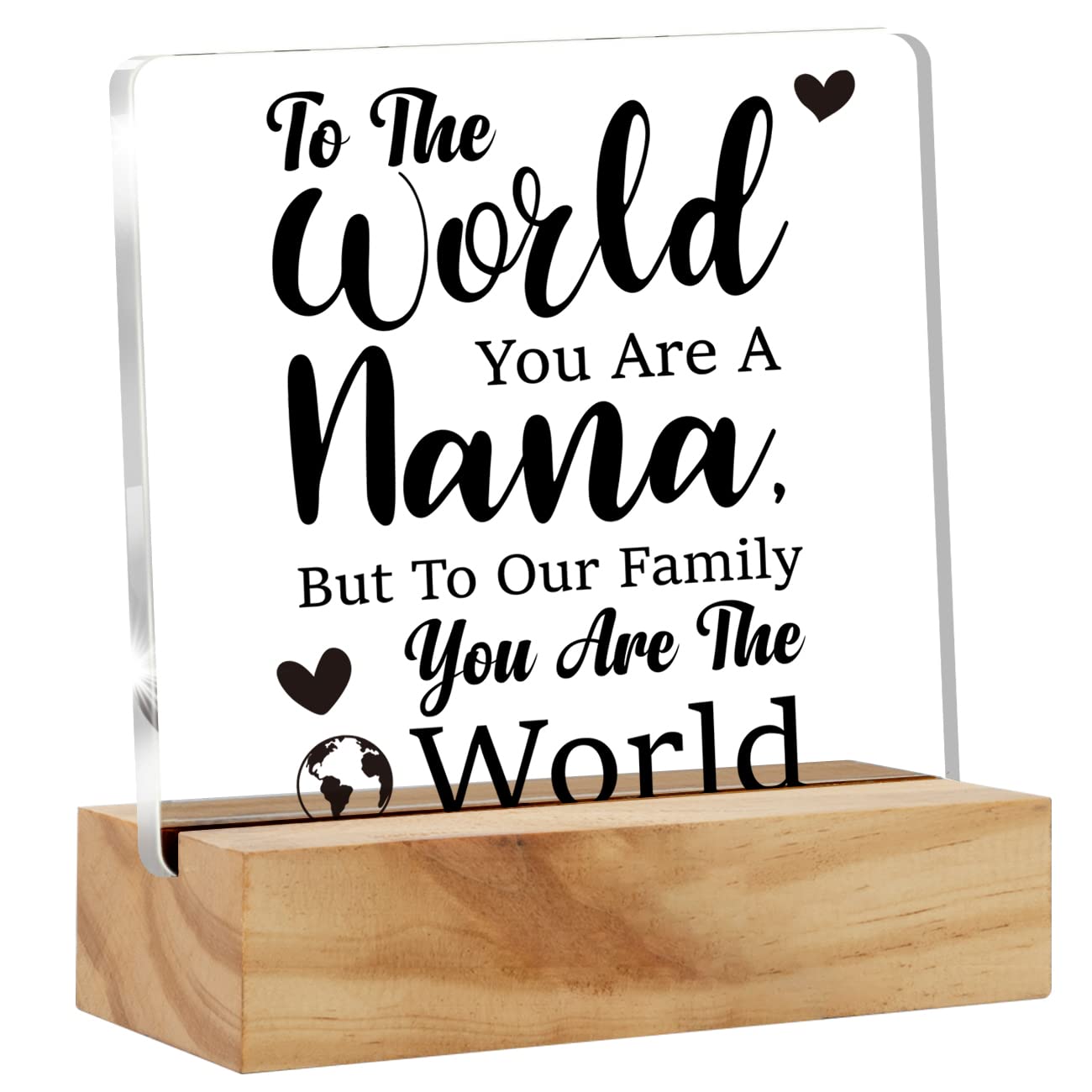 Grandma Gift Nana Gifts, to the World You Are a Nana Desk Decor Acrylic Desk Plaque Sign With Wood Stand Home Office Desk Sign Keepsake Present