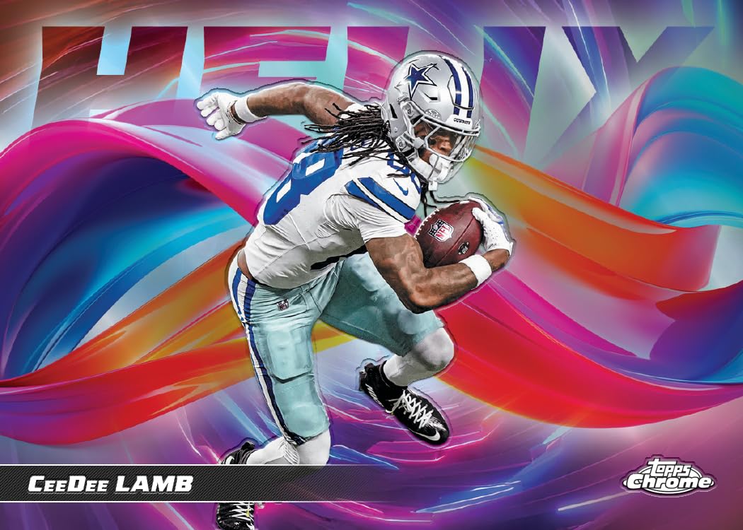Topps Chrome® Football 2025 – Value Box (zawiera 4 karty w opakowaniu, 7 opakowań w pudełku).