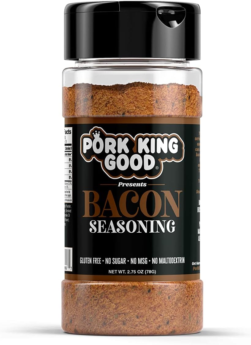 Pork King Good Bacon Seasoning for Grilling, Cooking, and Popcorn Seasoning - Keto Friendly, Paleo, No MSG, Gluten Free (Bacon, Single Shaker)
