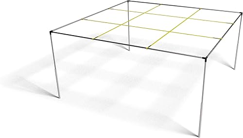 Juego de 9 cuadrados cuadrados de castillo, altura ajustable, de aluminio, impermeable, para uso en interiores y exteriores (correas amarillas)