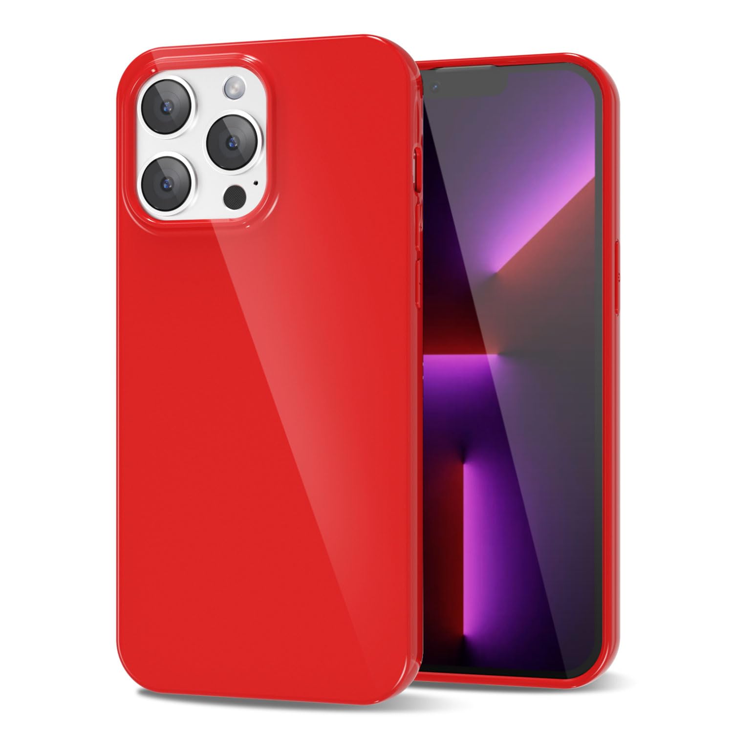 LoeoeL for iPhone 13 Pro Phone Case Liquid Silicone, Cute Girly Thin Ultra Slim Jelly Soft Rubber Gel Protective Glossy Hard Plastic Case, Plain Solid