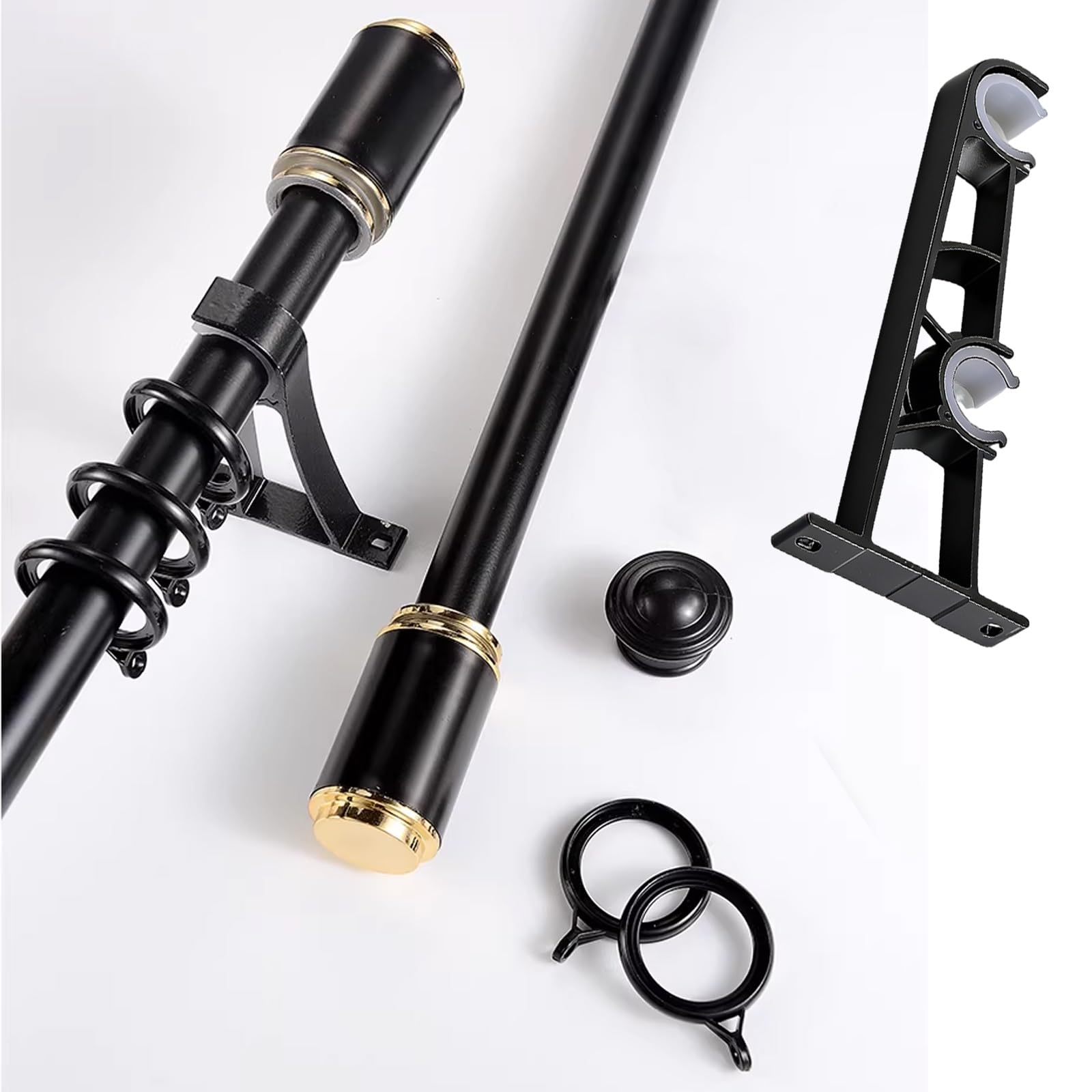 Bastoni per Tende Doppio Binario in Lega di Alluminio Supporto Robusto con Anelli Silenziosi per Tende Velate Oscuranti da Parete Soggiorno Camera(White,160CM)