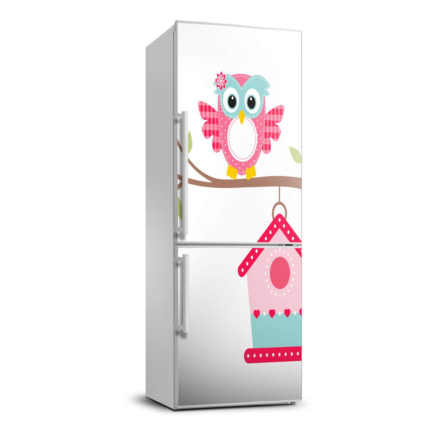 Autocollant frigo 60x180cm Tulup chouette sur une branche sticker de décoration mural auto-adhésif