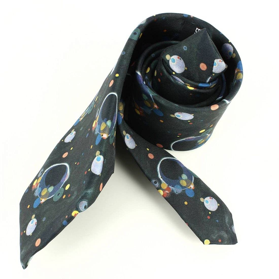 Brochier Soieries 1890. Cravate Lyonnaise. Kandinsky Several Circles, Soie. Noir - Fantaisie - FABRIQUE EN FRANCE