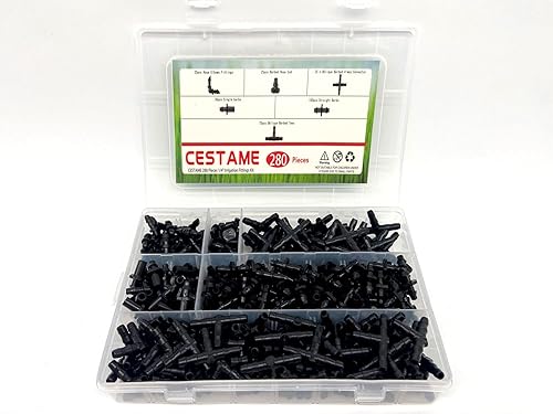 Miniatura 2 de Kit de accesorios de riego de 280 piezas de conectores de púas, conectores de púas de riego por goteo, kit de accesorios de tubo de 14 pulgadas para