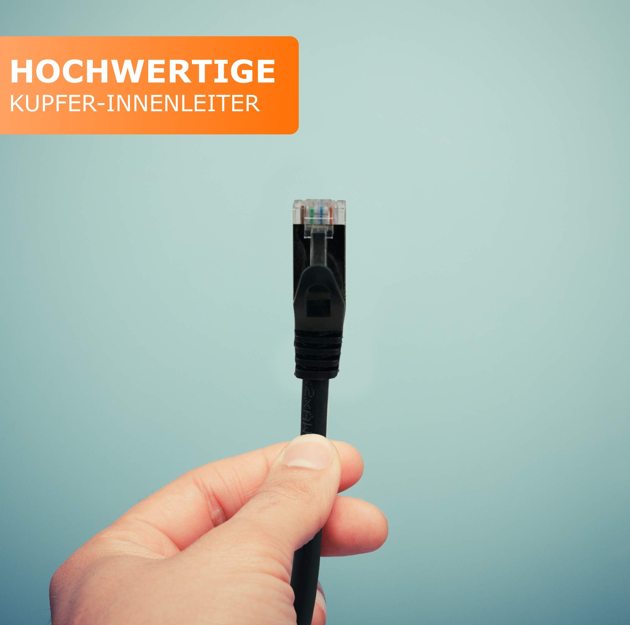 1aTTack.de 10m - Nero - 1 Pezzo - Cat.7 Cavi di Rete CAT7-10000 MBit/s S-FTP Doppia schermatura PIMF 600MHz 4x2xAWG26 / 7 CU Rame Non Contiene alogeni Compatibile con CAT5e CAT6 Cat 6a Cat8 - 4