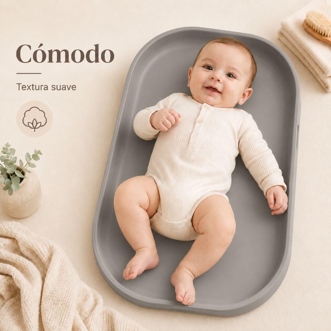 Cambiador Bebé de Espuma PU Suave y Lavable, Cambiador para Pañales con Bordes Elevados, Ligero, Acolchado e Impermeable, Fácil de Limpiar, para Cómoda, Baño o Habitación Infantil (Marrón)