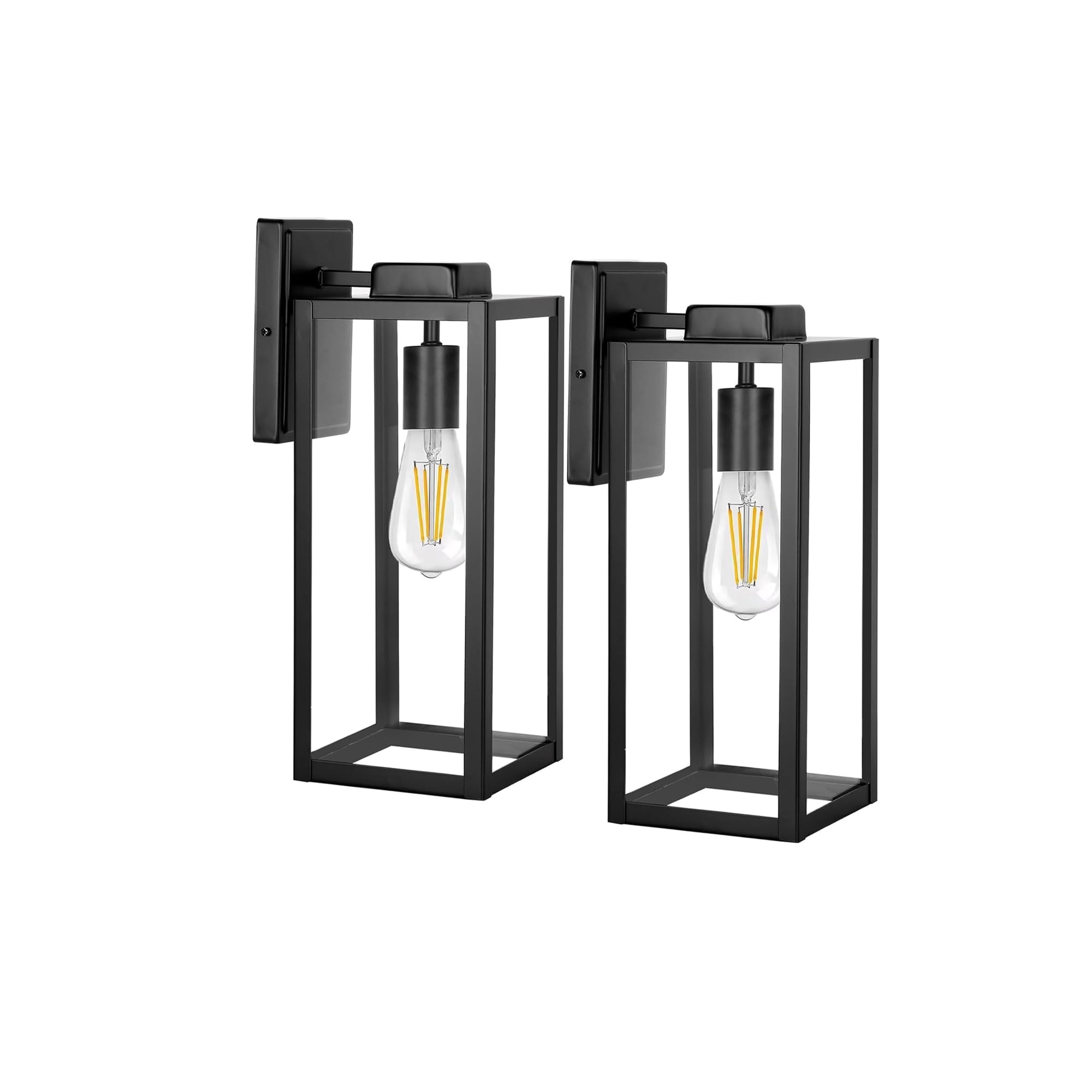 hykolity Outdoor Wall Lantern, Waterproof Exterior Wall Sconce Light Fixture, Anti-Rust Wall Mount Light with Clear Glass Shade, Matte Black Lamp with E26 Socket for Porch, Front Door 2 Pack