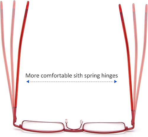 Miniatura 5 de REAVEE 4 unidades de anteojos de lectura delgados con estilo para mujer, pequeños, de metal, con bisagra de resorte, tubo metálico, con estuche