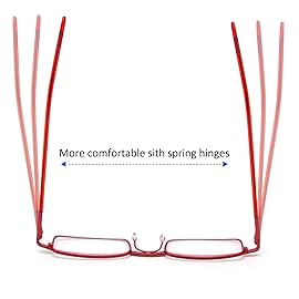 REAVEE 4 Pack Slim Pen Reading Glasses for Women Stylish Small Metal Tube Readers Spring Hinge with Portable Clip Case, Red Gold Pink Blue 2.5