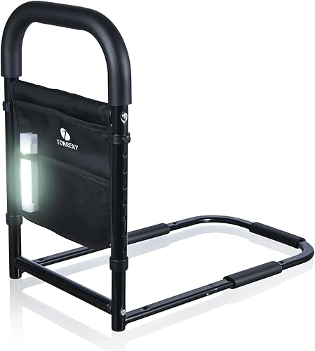 Rieles de cama para adultos mayores ayudan a la seguridad para personas mayores, agarre de barra de mano con bolsillo de almacenamiento,