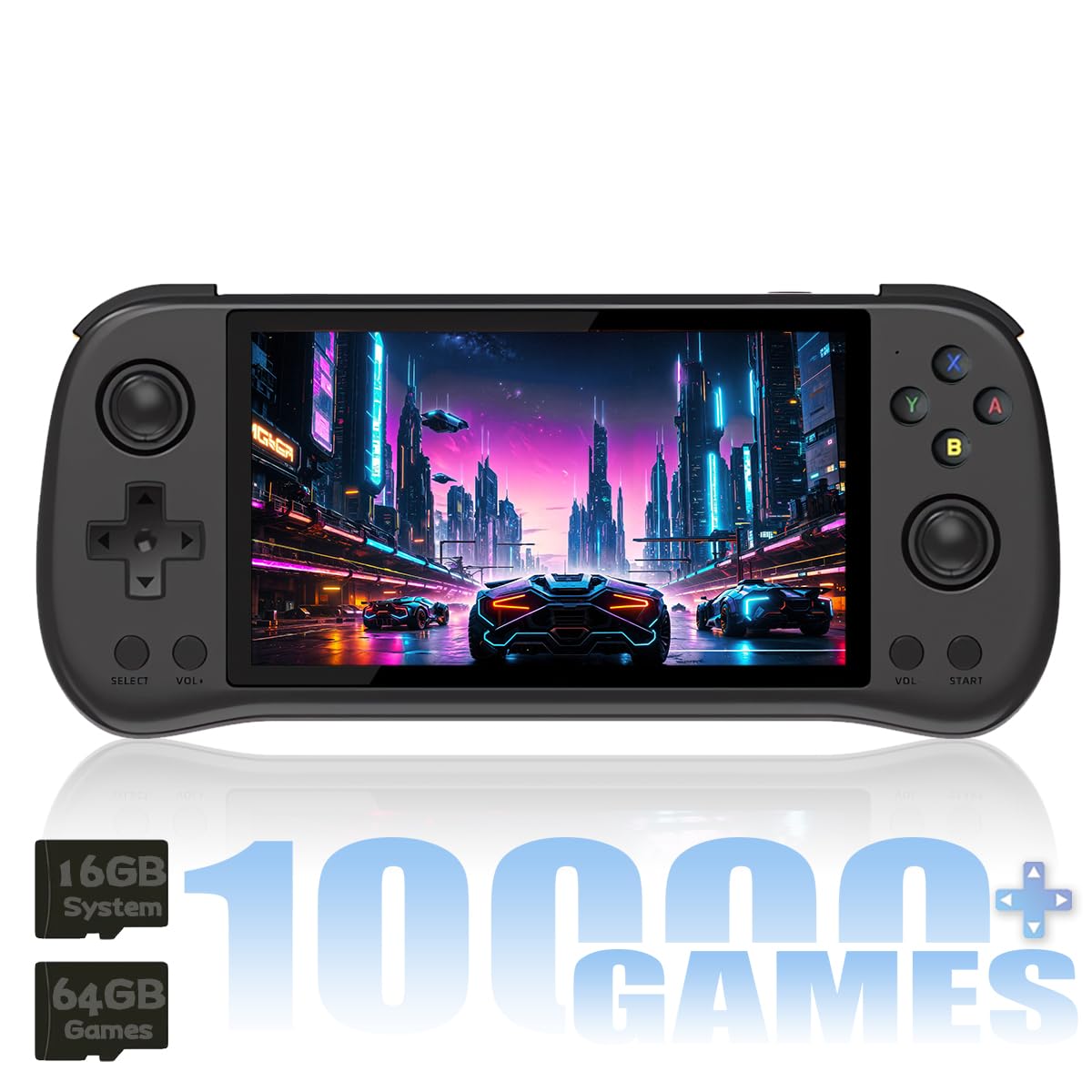 X55 Handheld Game Console 5.5-inch RK3566 5GWF BT Preinstalled System with 16+64GB Black