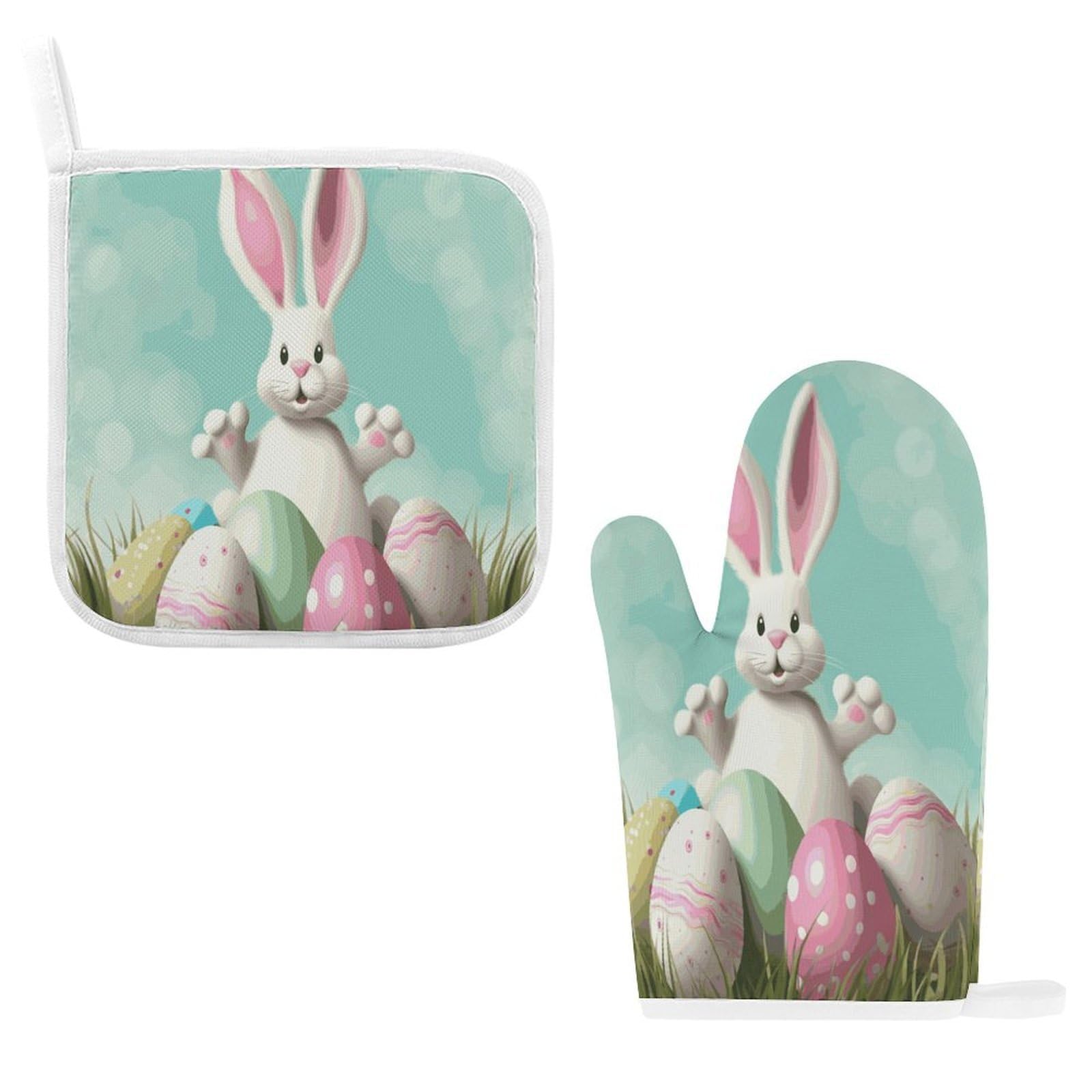 Btcowzrv Style Happy Easter Eggs Bunny Tail1 Oven Mitts And Pot Holders 2Pcs Set