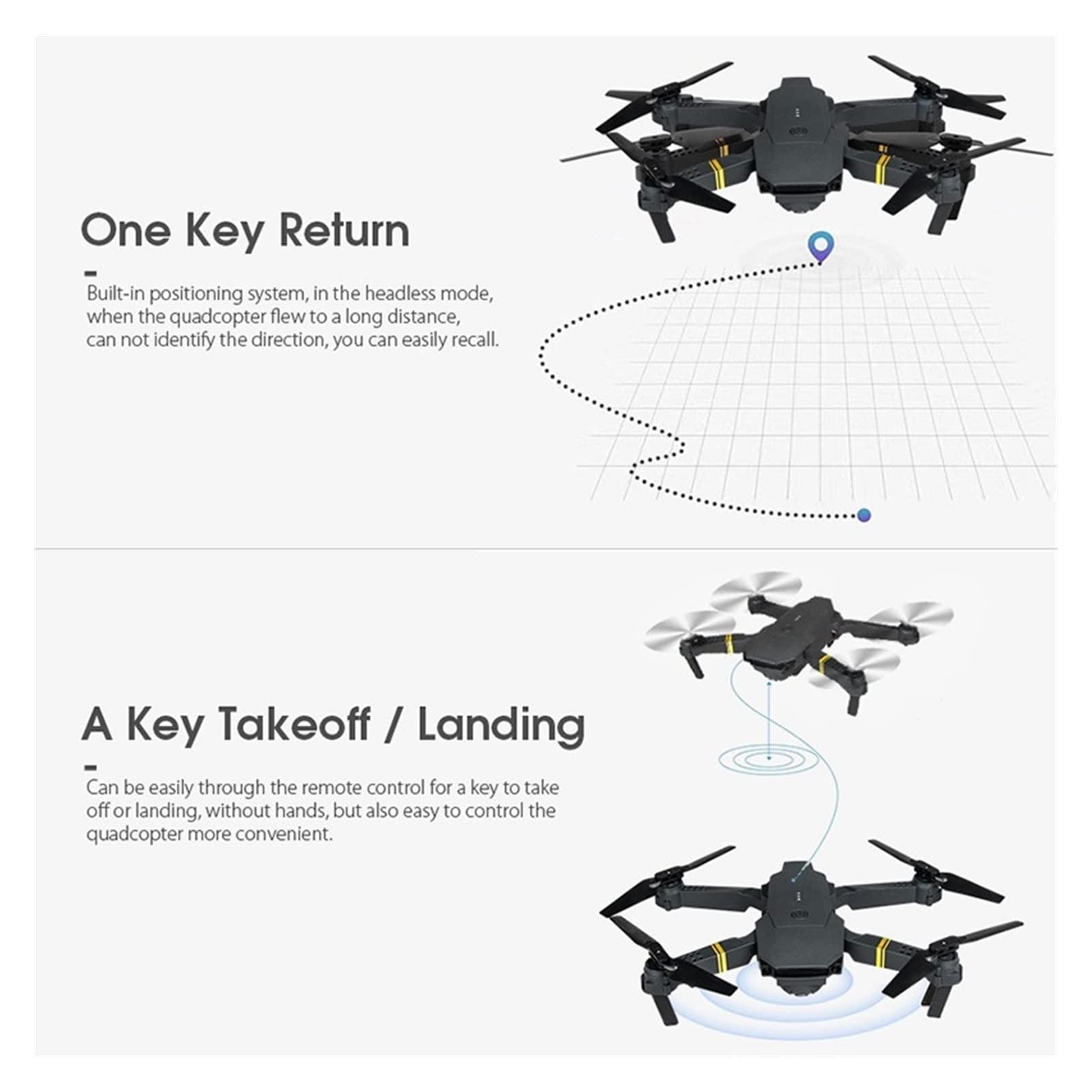 Składany dron Quadcopter Drone 4K Profesjonalna kamera szerokokątna HD 1080P WiFi Drone Podwójna kamera Wysokość Utrzymuj składany helikopter Rc Toy (Kolor : Nie Rozmiar kamery : 1) (Podwójna kamera