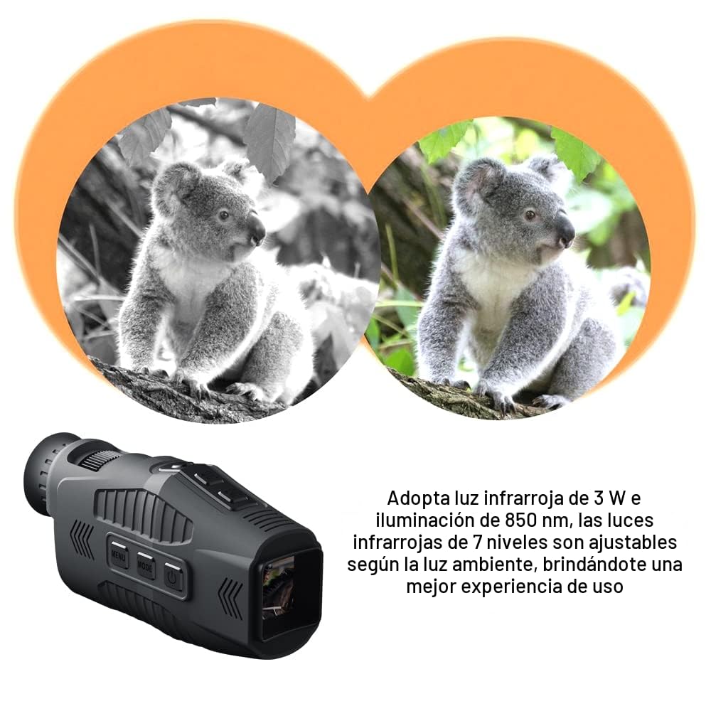Visión nocturna, Mulcort 1080P portátil monocular visor nocturno de infrarrojos, dispositivo de día y noche, uso de fotos, vídeo, zoom digital, 5 x 300 m, distancia de visión completa