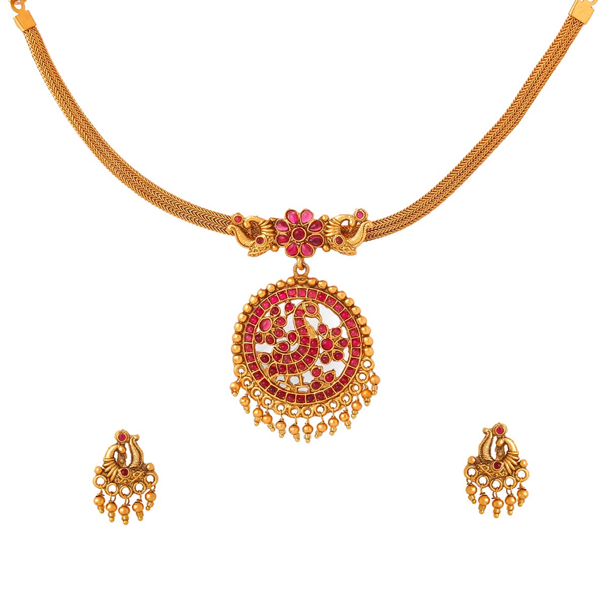 Yellow Chimes Jewellery Set for Women and Girls Traditional Red Kundans Necklace Set | Gold Plated Peacock Designed Necklace Set | Birthday Gift for girls and women Anniversary Gift for Wife (B0BMLV18TP) Amazon Price History, Amazon Price Tracker
