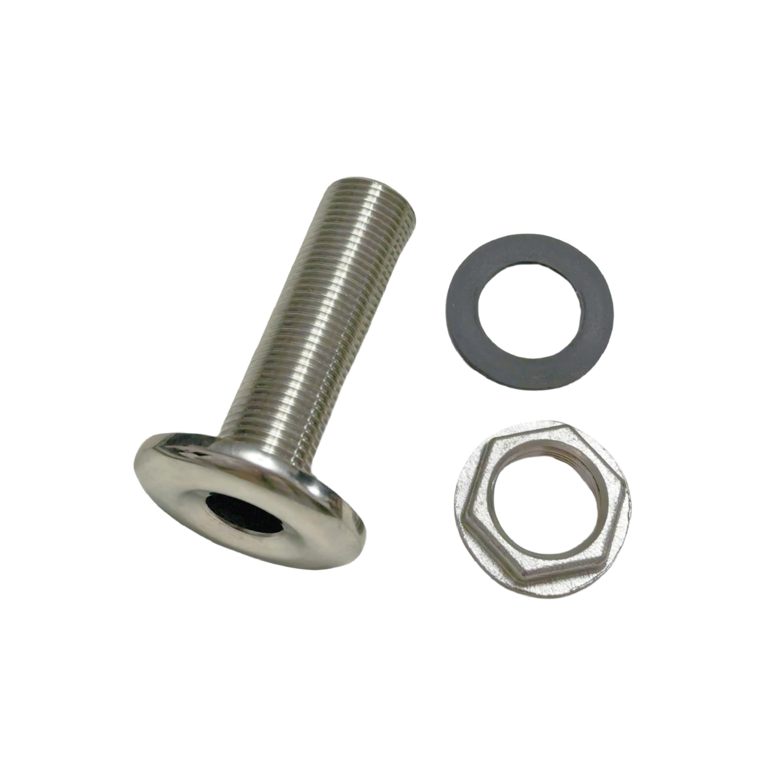 ZRuiYFFS 316 Stainless Steel Straight Through Hull Valve Fitting with Custom Gasket Marine Pipe Drain Fitting for Boats, Yachts (Full Thread, 1in)