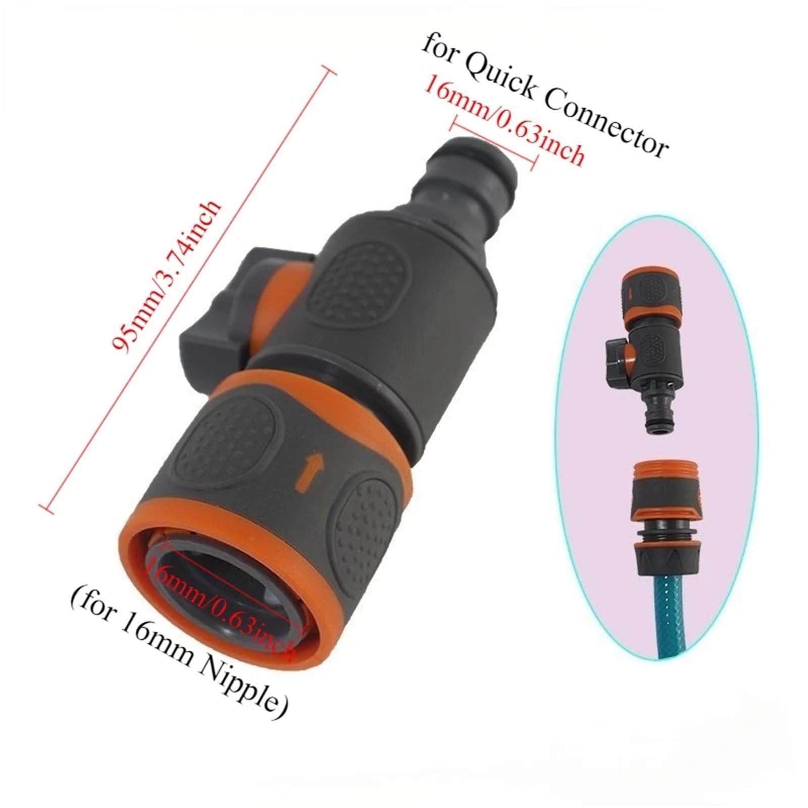 1-30 conectores rápidos para manguera de jardín, adaptador de agua de 16 mm con válvula de cierre, juntas de reparación de tubos de riego (12 unidades)